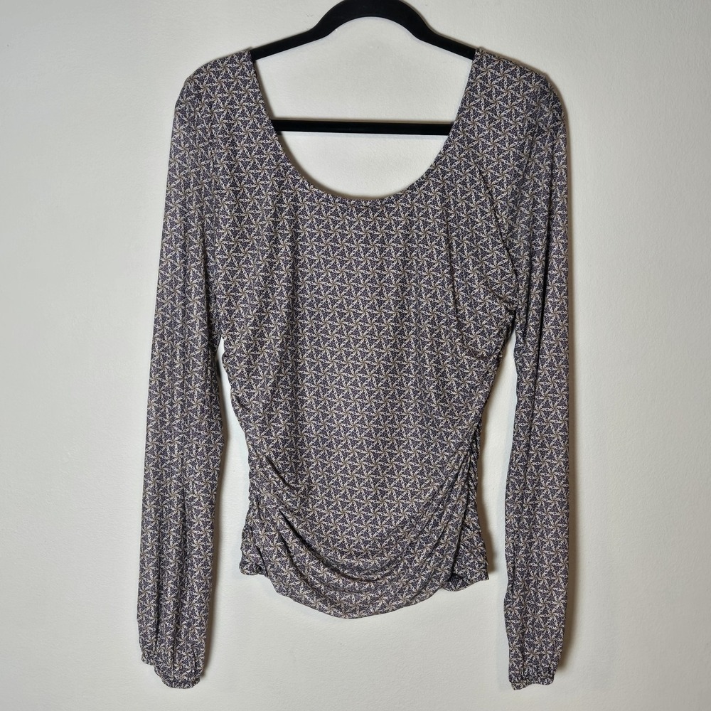 Gimmicks by BKE Boho Floral Mesh Ruched Hook Eye Blouse Womens Sz XL Cottage - Picture 6 of 8